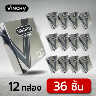 ถุงยางอนามัย VINCHY 52 ( วินชี่ ) จำนวน 12 กล่อง (36 ชิ้น)