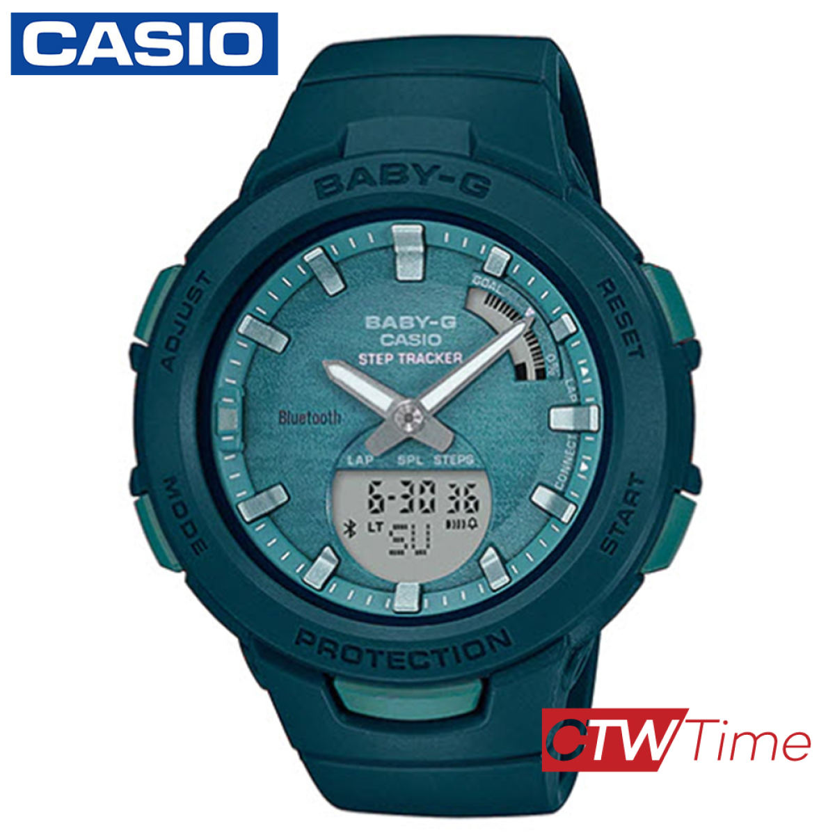 Casio Baby-g นาฬิกาข้อมือผู้หญิง สายเรซิ่น รุ่น BSA-B100AC-3ADR  (สีเขียว)