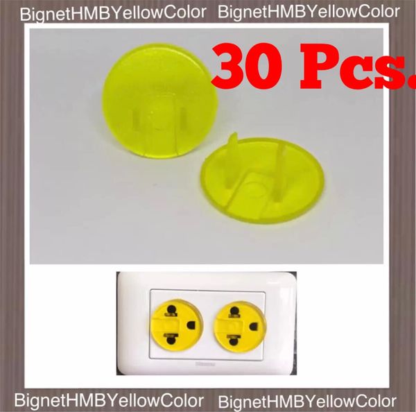 H.M.B. Plug 10 Pcs. ที่อุดรูปลั๊กไฟ Handmade®️ Yellow Color ฝาครอบรูปลั๊กไฟ รุ่น -สีเหลืองใส- 10,20,3040,50 Pcs.  !! Outlet Plug !!  สีวัสดุ สีเหลือง Yellow color  30 ชิ้น ( 30 Pcs. )