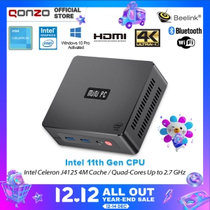 สินค้า New GKMINI Mini PC (Pre-activated Win 10 Pro) Beelink Desktop 8GB+256GB CPU Intel Celeron J4125 Quad-Core Blth 2.4G/5.8G WIFI Dual HDMI O Gigabit Internet Mini Computer Mini CPU Qonzo