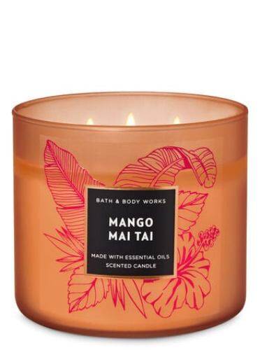 เทียนหอม Bath Body Works กลิ่น Winter Peach Marhmallow , Eucalyptus Mint , Midnight Blue Citrus , Tis The Season , Daydream  สร้างบรรยากาศดีๆภายในบ้าน สี Mango Mai Tai สี Mango Mai Tai