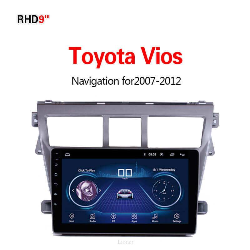 เครื่องนำทาง สำหรับรถยนต์ Toyota Vios 2007-2012 9 Inch Android 8.1 WIFI 1G/16G  แผนที่ในการนำทาง