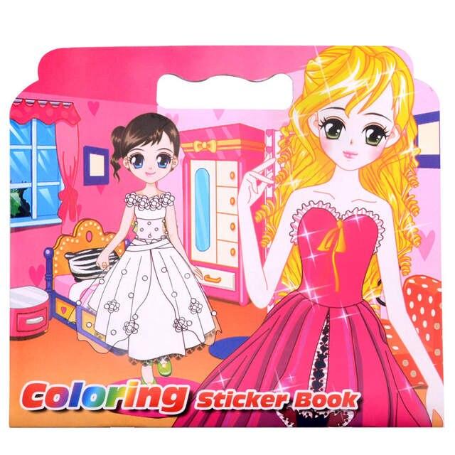 16 Pages Saucy Princess Coloring Sticker Book For Children Adult Relieve Stress Kill Time Graffiti Painting Drawing Art Book -HE DAO