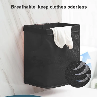 Wall-Mounted Folding Bathroom Hamper Household Bathroom Storage Basket for Dirty Clothes Toys and Sundries