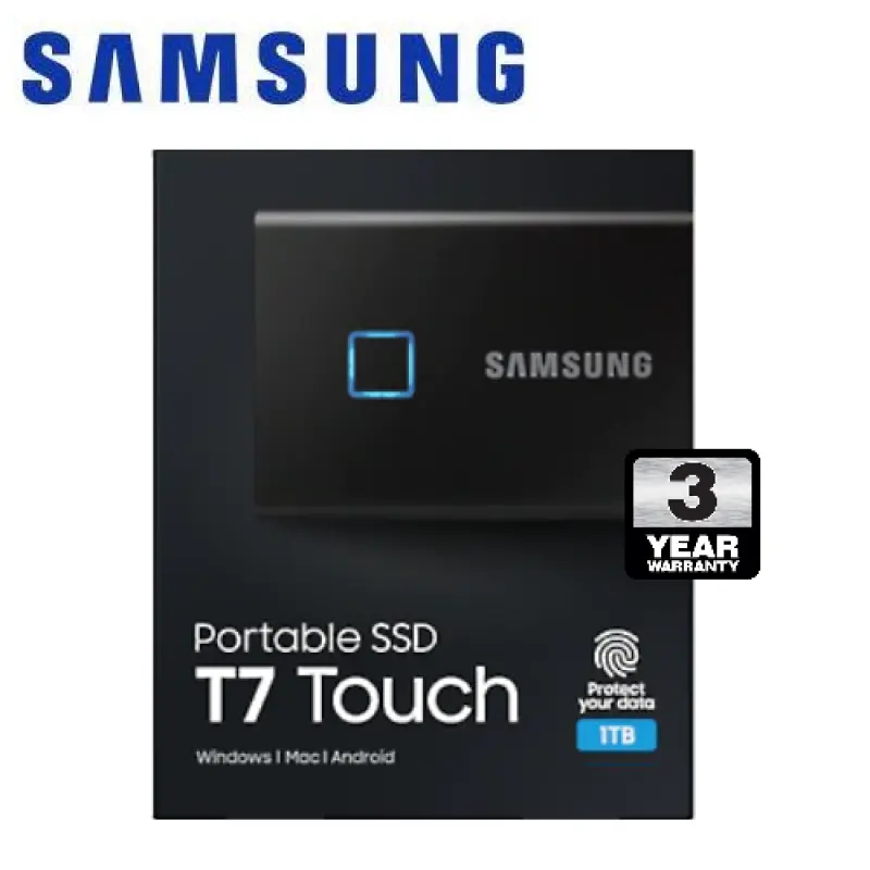 ภาพสินค้าSamsung 1TB T7 Touch SSD USB3.2 (Black) จากร้าน Legend Thailand บน Lazada ภาพที่ 1