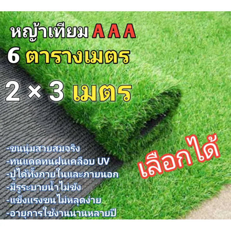 หญ้าเทียม 2cm. ขนาด6ตารางเมตร 2×3เมตร หรือ 2×1เมตร หรือ2×2เมตร(เลือกได้)