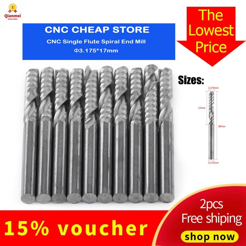 3A 3.175mm Single Flute Spiral Router Bit Solid Carbide Milling Cutter