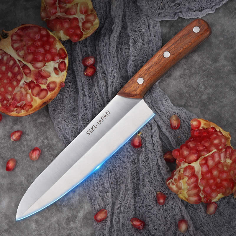 มีดทำครัวญีปุน มีดทำครัว มีดทำครัวคมๆ 8 Inch Japanese Chef Knife Carbon Stainless Steel Kitchen Knife Ultra-Sharp Cooking Knife with Wooden Handle มีดเชฟ มีดครัว