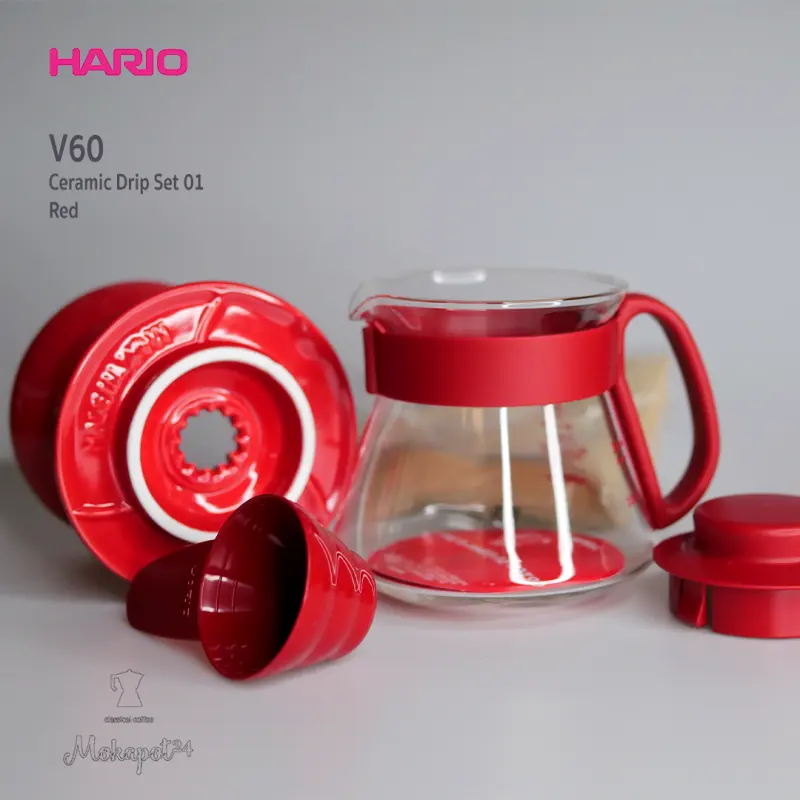 ภาพสินค้าHario V60 Dripper Ceramic set (VDS-3012R) ชุดดริปเซ็ต ขนาด 1-2 Cups สีแดง จากร้าน Mokapot24 บน Lazada ภาพที่ 5