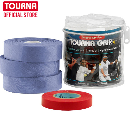 TOURNA GRIP กริปพันด้ามเทนนิสและแบด แบบแห้ง Blue- Tour Travel Pouch, 30 XL grips per pouch   Overgrip Tennis & Badminton