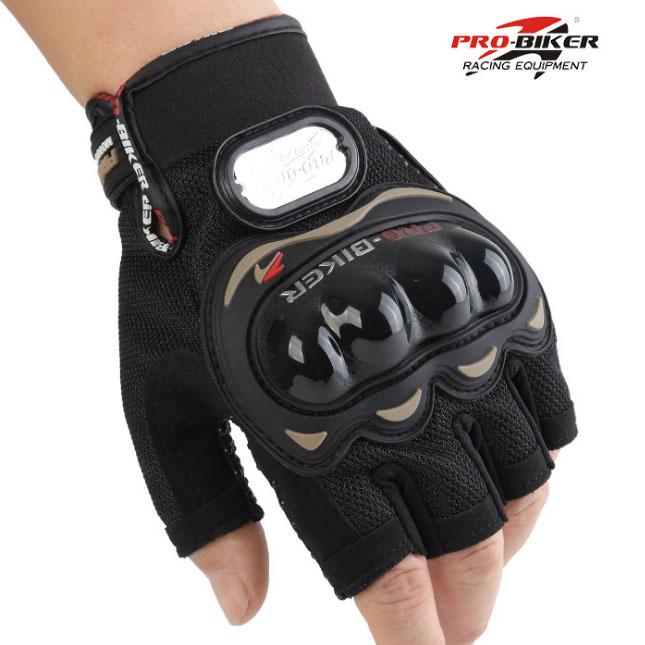 ProBiker ถุงมือครึ่งนิ้ว ถุงมือมอไซค์ ถุงมือข้อสั้น ถุงมือการ์ด ถุงมือขับมอไซค์ ถุงมือขับบิ๊กไบ้ ถุงมือมอไซค์ราคาถูก ถุงมือนักบิด ถุงมือขับมอไซ (สีดำ)