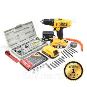BKK รุ่น 64V สว่าน แบต ไร้สาย งานญี่ปุ่น 3 ระบบ แถมฟรี! แบต 2 ก้อน และ 8
ดอกเจาะปูน และ บล็อก 40 ชิ้น และ อุปกรณ์เสริมกว่า 20 ชิ้น ดอกไขควง ข้ออ่อน สายอ่อน
เข้าทุกซอกมุม เจาะครบทุกงาน ไม้ เหล็ก กระแทกปูนได้ แรงบิด 45Nm ปรับแรงบิดได้ 17 ระดับ