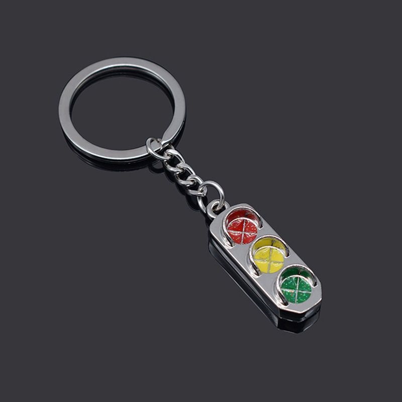 Creative simulation traffic light key pendant ring traffic lights male