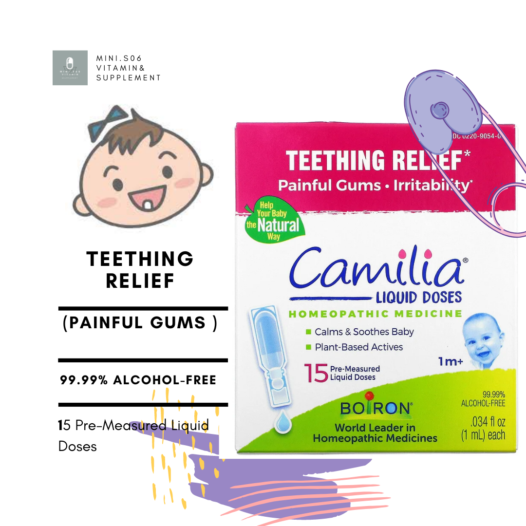 สำหรับเด็กที่ฟันกำลังจะขึ้น (1 Months & Up) - Boiron, Camilia, Teething Relief,15 Pre-Measured Liquid Doses, .034 fl oz (1 ml) Each