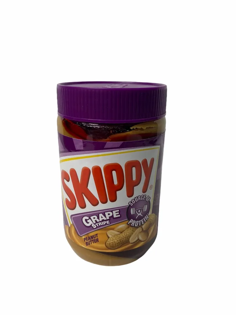 SKIPPY เนยถั่ว PEANUT GRAPE STRIPE สีม่วง รสองุ่น!! 1ขวด/บรรจุ 530g ราคาพิเศษ สินค้าพร้อมส่ง