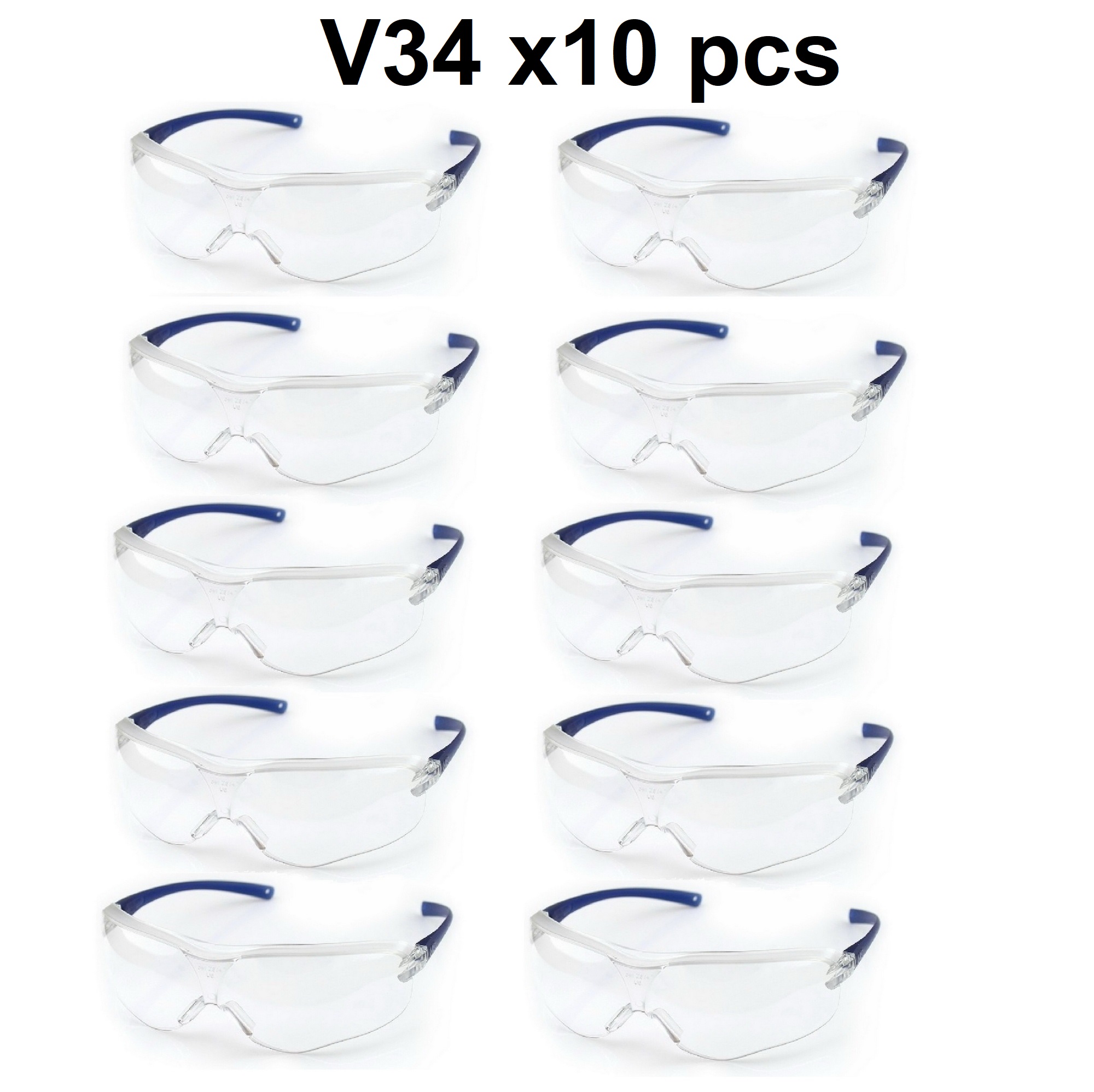 3M แว่นนิรภัย (แว่นเซฟตี้) x10 อัน V34 เลนส์ใส Safety Eyewear