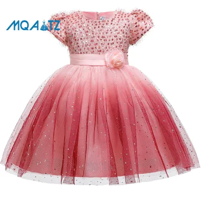 MQATZ Girl Dress Baby Color Gradient Princess Dress Kids Dresses Girls Children Lace Party Dress 3-10 Years L5161