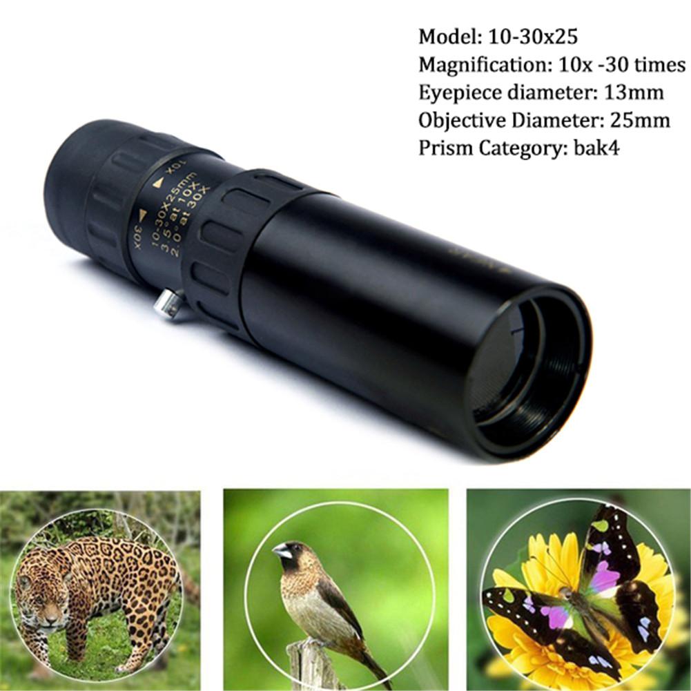 Exxel - กล้องส่องทางไกล ตาเดียว ยืดหด 10-30x25 Monocular กล้องส่องสัตว์ ส่องนก เดินป่า กล้องส่องระยะไกล