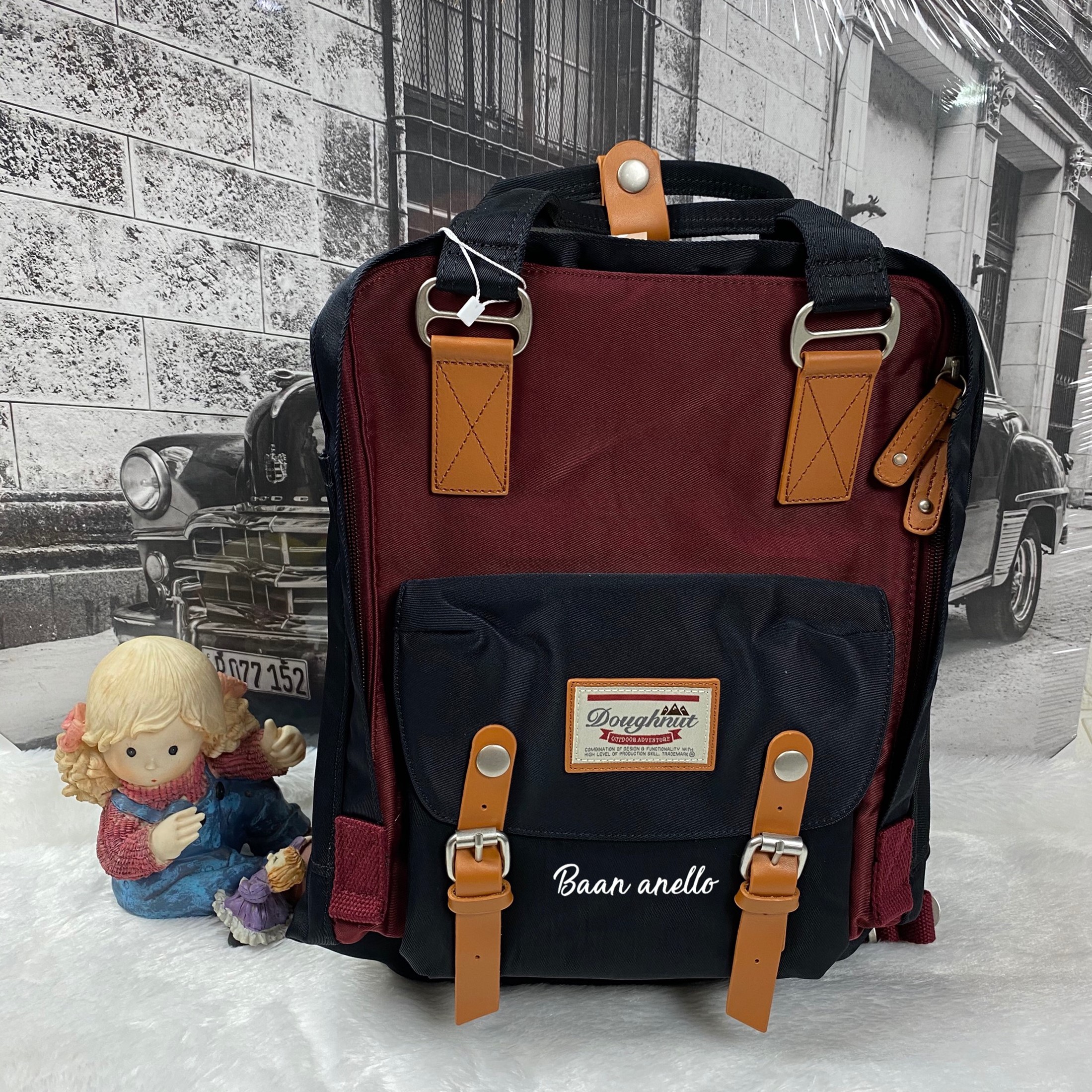 ok.good Doughnut Macaroon Backpack Pastel & Strip แท้100 แถมตุ๊กตาพวง