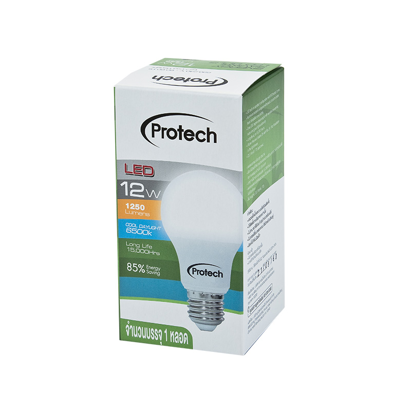 Protech หลอดไฟ LED 12 วัตต์ 1250 ลูเมน (สีคูลเดย์ไลท์)/Protech LED bulb 12 watts 1250 lumen (cool light color)