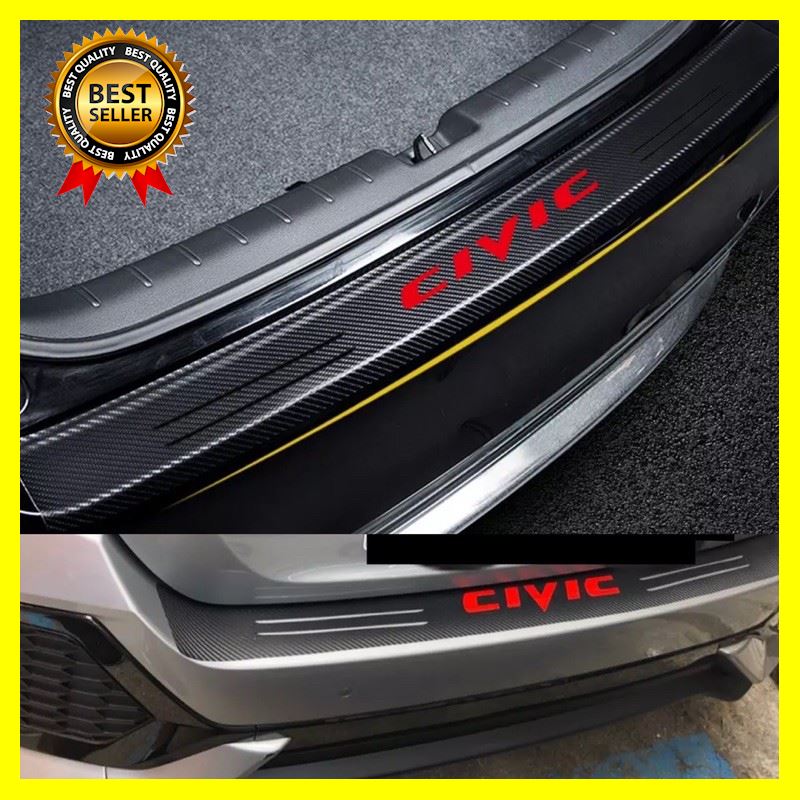 กันรอยท้าย CIVIC ลายคาร์บอน-แดง แบบ sport รถยนต์ มอเตอร์ไซค์ ทำความสะอาด ตกแต่ง กันชน เบาะ ไฟ แบตเตอรี่ เครื่องยนต์ ป้ายทะเบียน ซ่อม ล้อ น้ำมัน กระจก สี ประตู