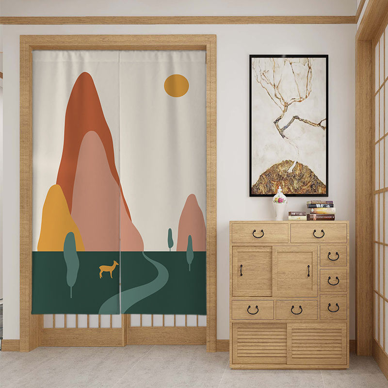 Custom door curtain ins fabric partition curtain bedroom half curtain ...