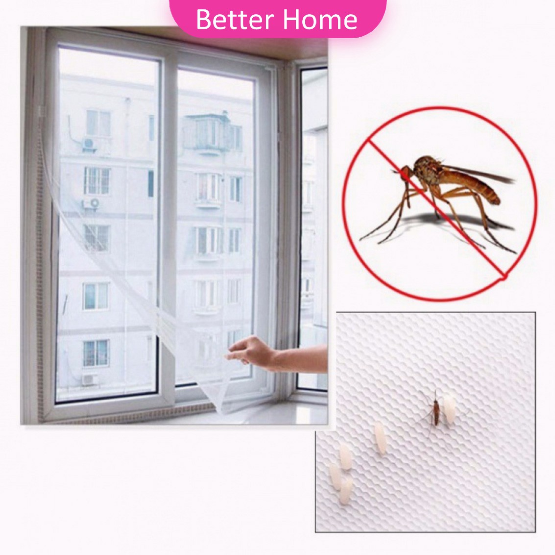 ม่าน หน้าต่าง มุ้งตาข่าย สีขาว ป้องกันยุงและแมลง คุณสามารถติดเองได้ง่าย Mosquito screen