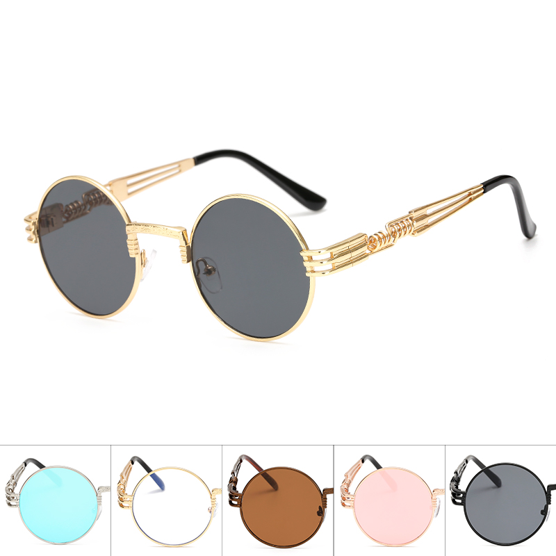 Fashion Gothic Steampunk Sunglasses Men Metal Round Shades Male Clear Sun Glasses for Women Hip Hop Steam Punk Sunglasses for Women Men