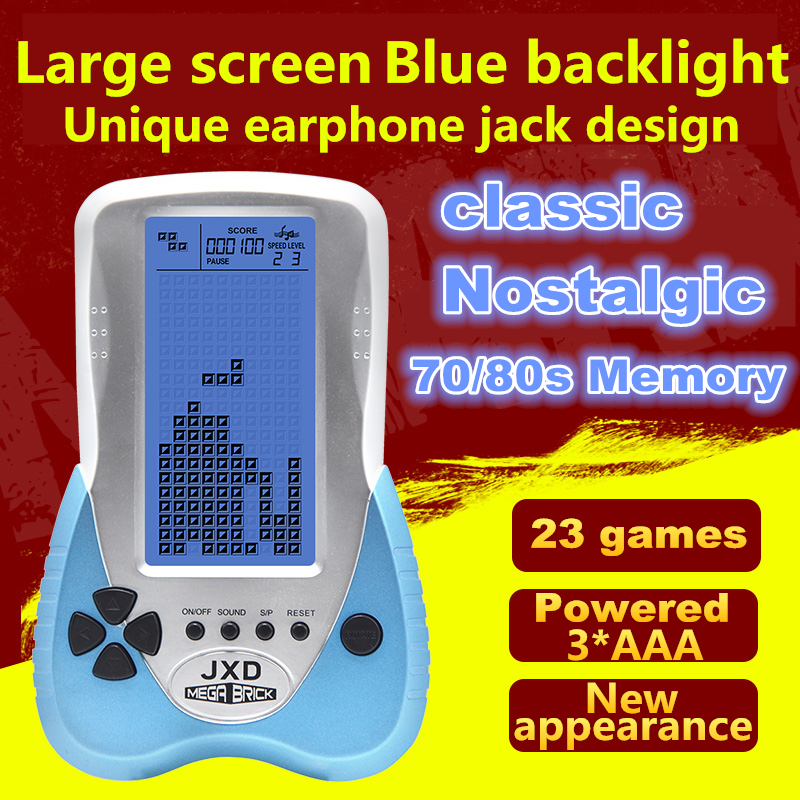 New Brick Game Console Big Screen Tetris Game Console Support Headphone with 23 games Powered by 3xAAA or Li battery Gift Toy