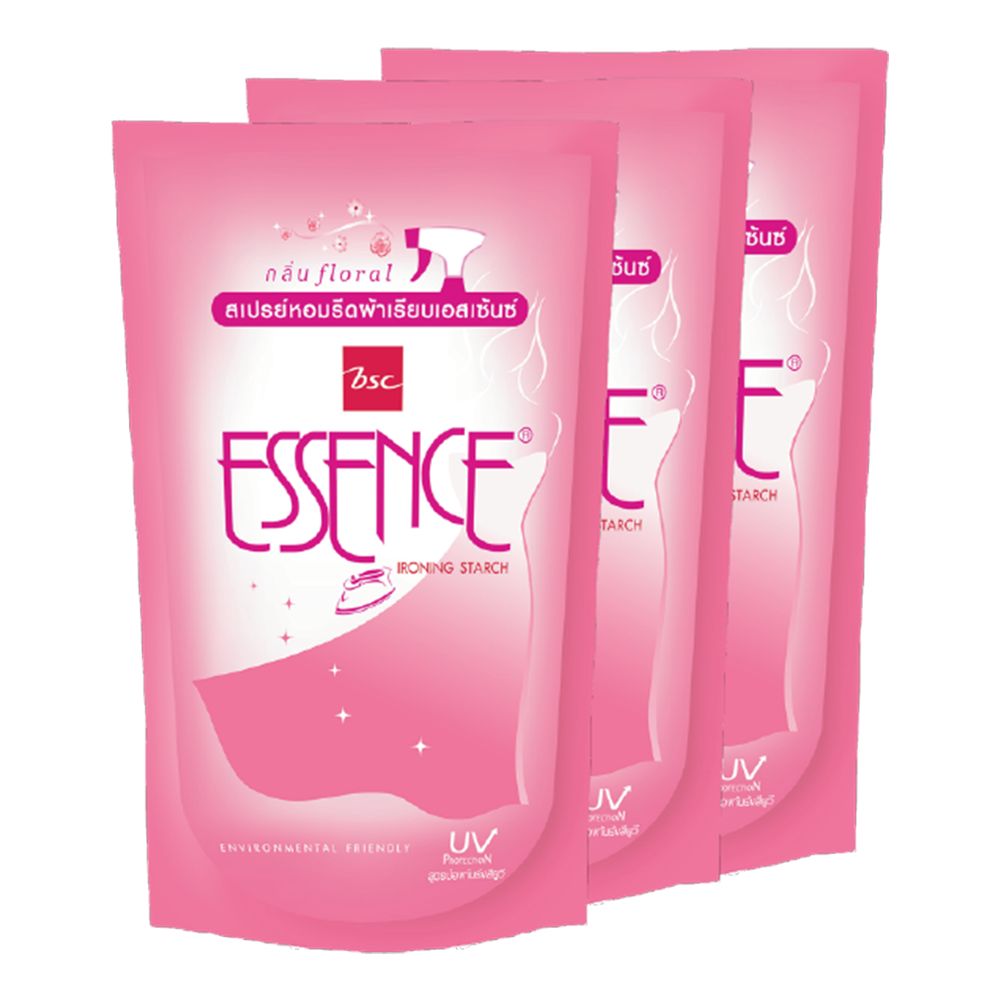 เอสเซ้นซ์ น้ำยารีดผ้าเรียบ สีชมพู 600 มล. x 3 ถุง/Essence Liquid Laundry Detergent Pink Color 600 ml. X 3 bags