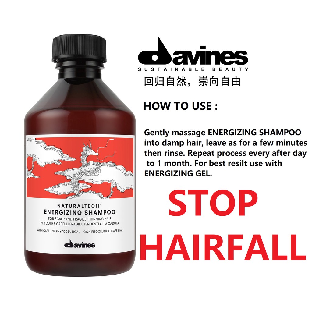 Davines Energizing Shampoo 250ml แชมพุสูตรอ่อนโยนสำหรับหนังศรีษะที่อ่อนแอ หลุดร่วงง่าย ช่วยกระตุ้นการไหลเวียนโลหิต