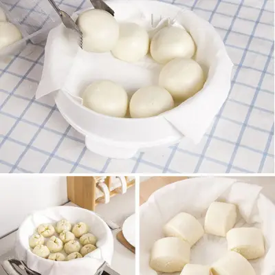 QCNLDM Reusable 3232cm Dumpling Pastry Pure Cotton Cookware Gadget Grid Non-Stick Cooking Tools Steamer Cloth Gauze Pad