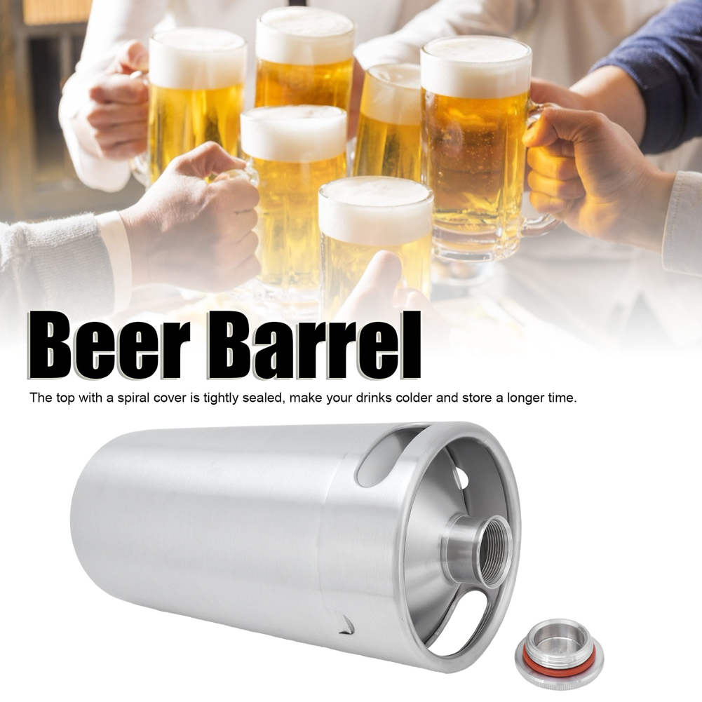 2L beer keg mini stainless steel beer barrel with spiral lid for home  brewing accessory