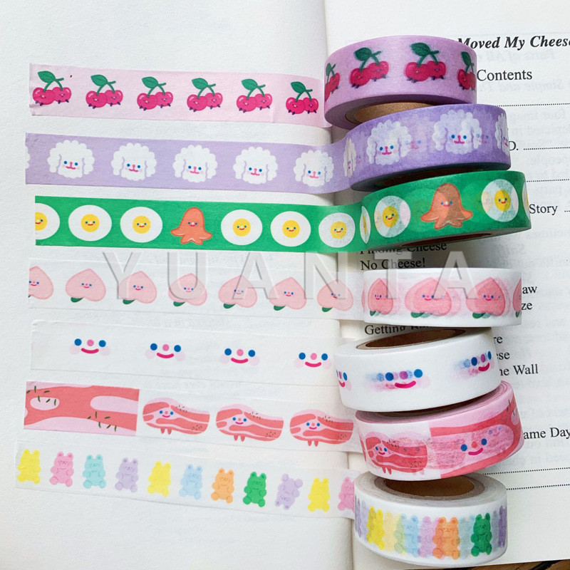 YUANTA เทปกระดาษญี่ปุ่น DIY วางแผนเทปกาว สำหรับติดตกแต่งไออารี่ สมุดภาพ Paper tape cartoon