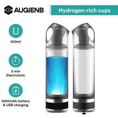 AUGIENB 500ML Hydrogen Rich Water Bottle Cup Hydrogen Rich lonizer Generator Healthy Anti-Aging Water Purifier Filter USB Rechargeable，Hydrogen water machine