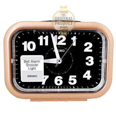 SEIKO นาฬิกาปลุก Quiet Sweep (Snooze) มีไฟ เสียงกริ่ง รุ่น QHK026G- สีทอง