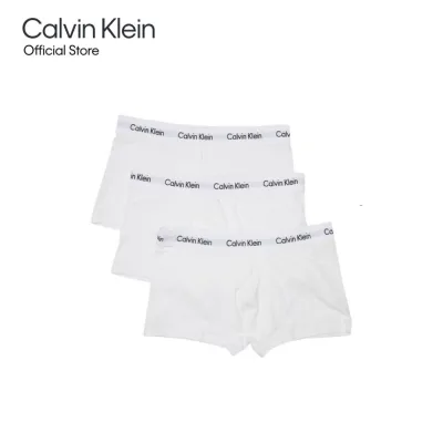 CALVIN KLEIN MEN UNDERWEAR ชุดชั้นในชาย กางเกงในชาย กางเกงในผู้ชาย แพค3 LOW RISE TRUNK 3PK รุ่น U2664 100 สีขาว COTTON STRETCH