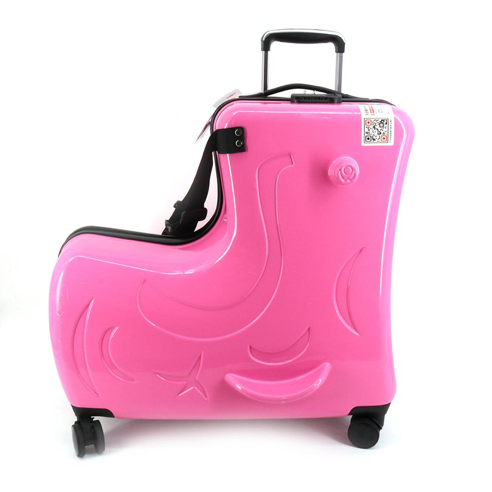 กระเป๋าเดินทางเด็ก Ride on suitcase นั่งได้ ขนาด 22 นิ้ว สามารถนั่งได้จริง  มีที่จับ ที่วางขารหัสล็อคกระเป๋า 3 หลัก วัสดุ ABS+PC แข็งแรง ทนทาน