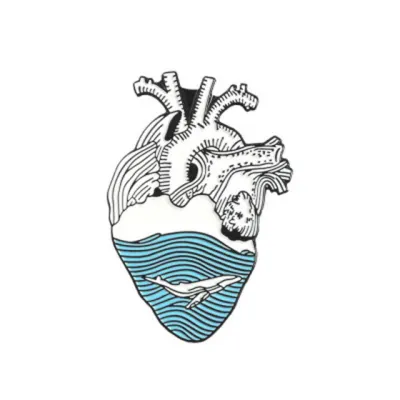 Funny Blue Ocean Whale Collection Enamel Pin Cartoon Wave Organ Lapel Mermaid Bulb Heart Cute Tail Brooch Pins