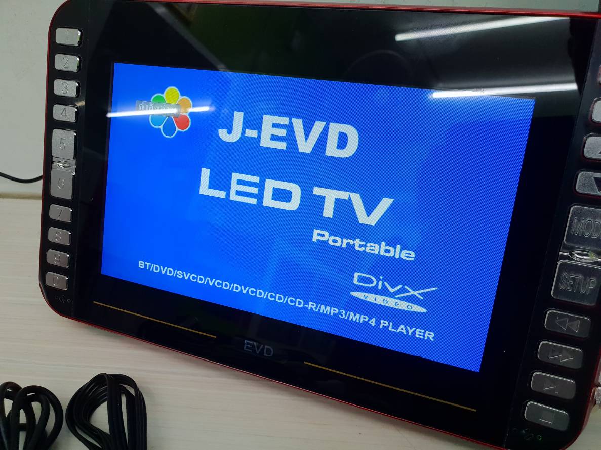 J-EVD เครื่องเล่น DVD พกพา พร้อมทีวีดิจิตอลในตัว ขนาดเครือง 12.8นิ้ว  รุ่น NS-KD97L-T2 ดูหนัง ฟังเพลง ดูทีวีดิจิตอล TV DVB-T2 ได้ ทุกช่อง เล่นไฟล์ผ่าน USB TF CARD มีบลูทูธในตัว ต่อ แอมป์ขยายเสียงได้ พร้อม TXT Reader