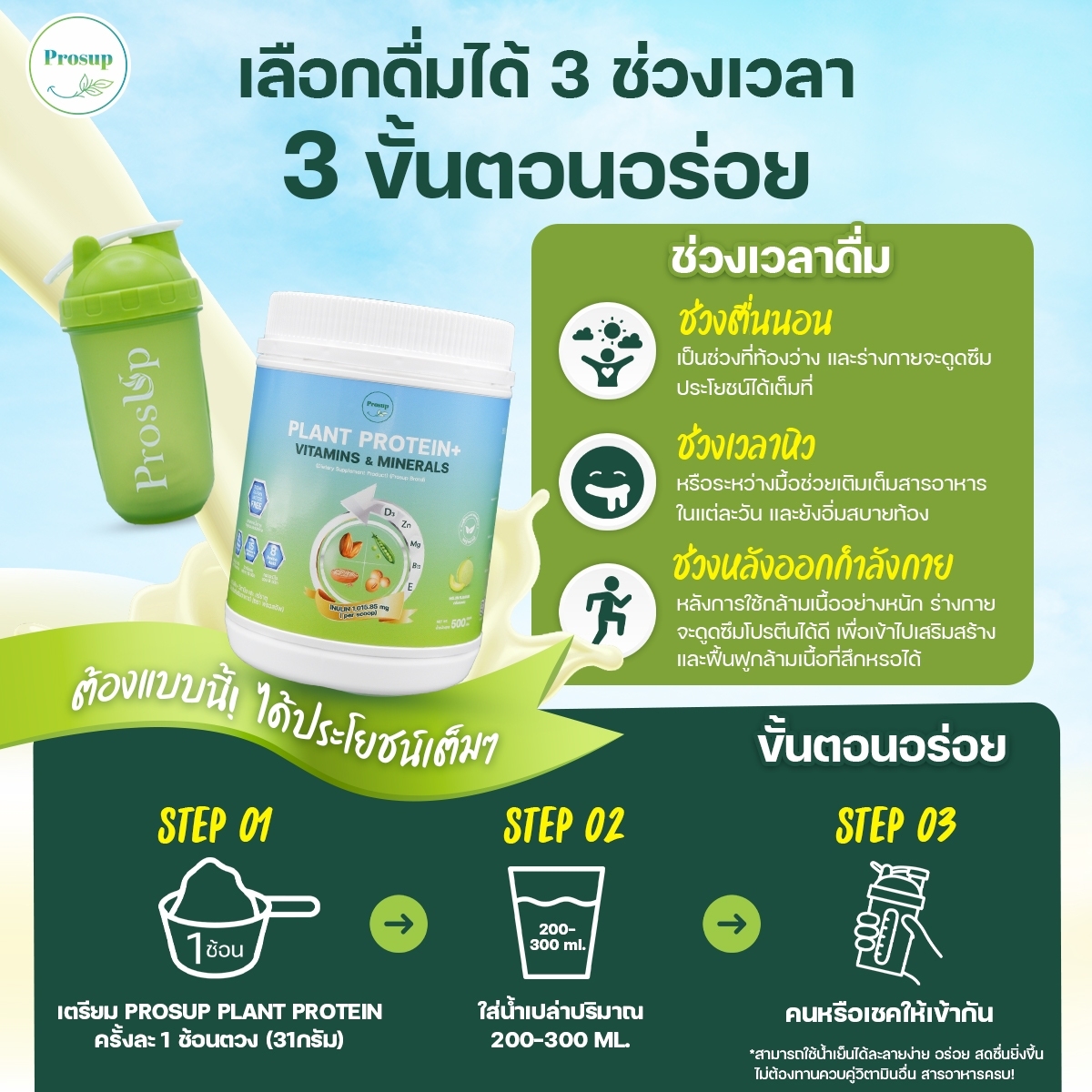 Prosup Plant ProteinVitaminsMinerals โปรตีนพืชผสมวิตามินและแร่ธาตุตราพร