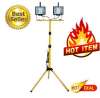ขาตั้งโคมไฟ LED Spotlight (สีเหลือง) 2 หัว สูง 2 เมตร