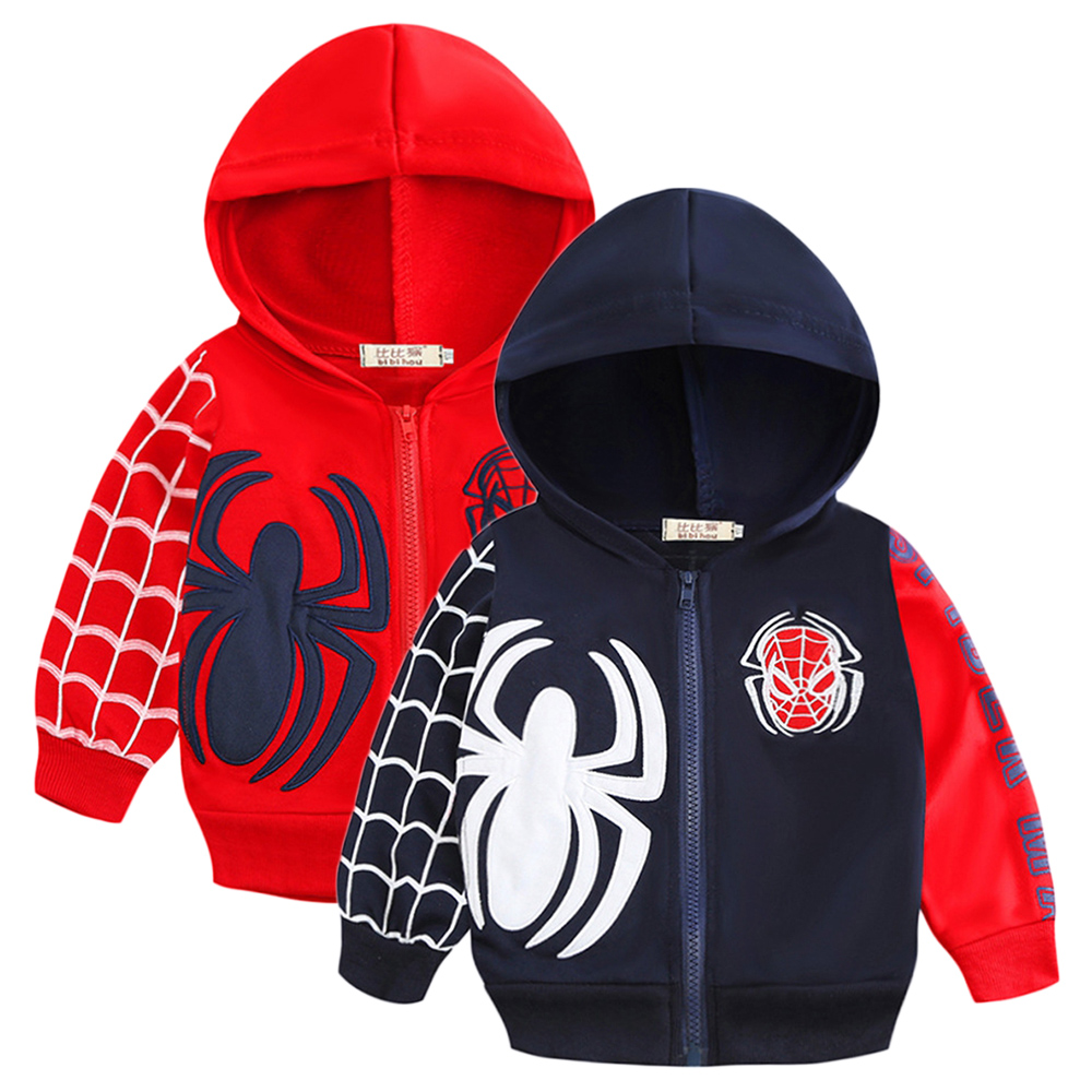 เด็ก Hoodies เสื้อแจ็คเก็ตเด็ก Superhero การ์ตูน Spidermans แจ็คเก็ตแขนยาวมีซิป Casual บางกีฬากลางแจ้ง Sweatershirt ขายร้อน