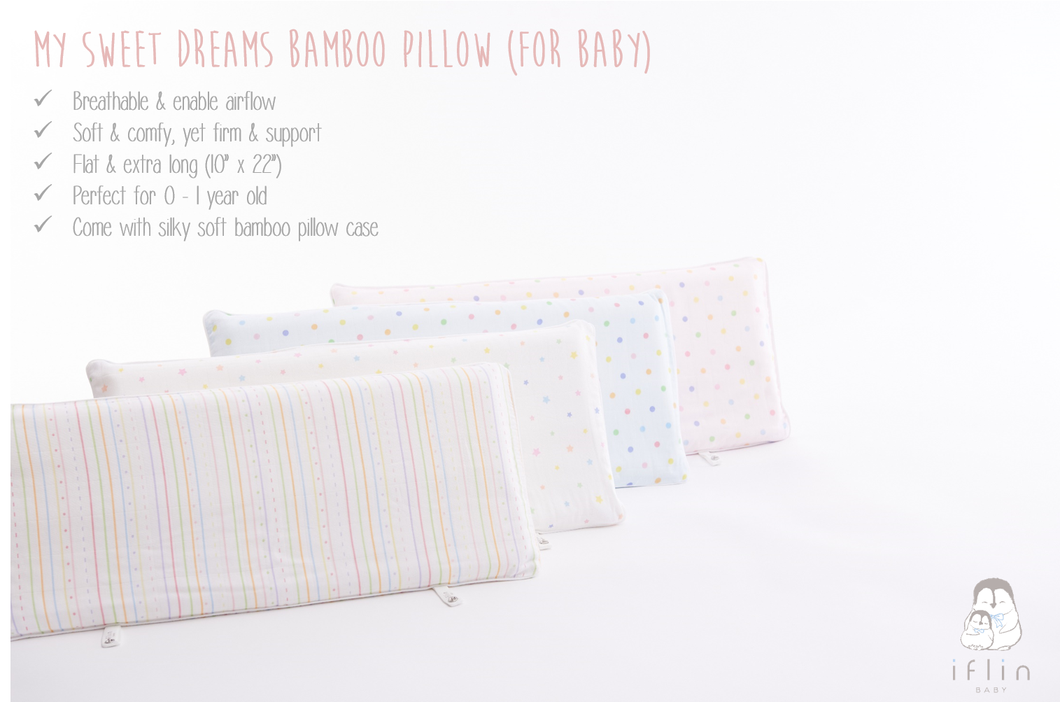 ซื้อที่ไหน Iflin Baby - หมอนหนุน+ปลอกหมอนใยไผ่ สำหรับเด็กแรกเกิด (My Sweet Dreams Bamboo Pillow for Baby) - ของใช้เด็กอ่อน