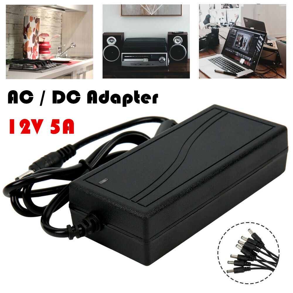 AC / DC Adapter 12V 5A อะแดปเตอร์ หม้อแปลง อะแดปเตอร์จ่ายไฟฟ้า 12โวล์ท5แอมป์ สายคาว 1 เมตร มาตรฐานไฟเต็ม รับรองคุณภาพ