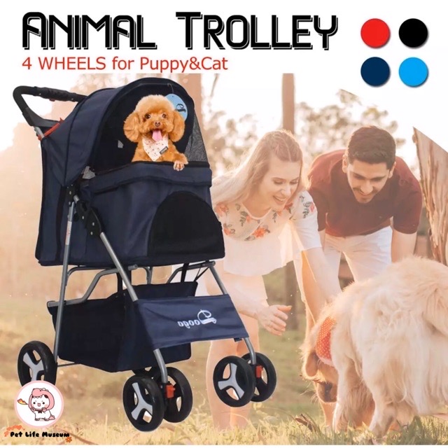 Pet ★Doogo - รถเข็นสุนัข, รถเข็นสัตว์เลี้ยง 4 ล้อ 4 wheeled animal cart (สูงสุด 15 กิโลกรัม) Pet trolley