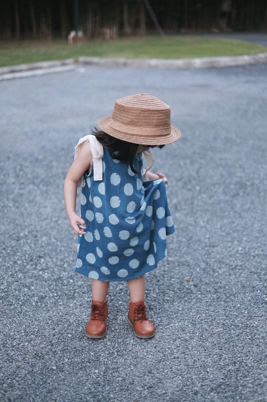 Kid Ribbon bow dress เดรสผูกโบว์ไหล่เด็ก 29 ขวบ ลายPolka Dot