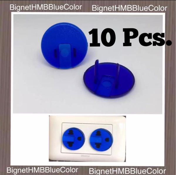 H.M.B. Plug 10 Pcs. ที่อุดรูปลั๊กไฟ Handmade®️ BlueColor ฝาครอบรูปลั๊กไฟ รุ่น-สีน้ำเงินใส-  10,20,3040,50 Pcs. !! Outlet Plug !!  สีวัสดุ สีน้ำเงิน Blue color 10 ชิ้น ( 10 Pcs. )