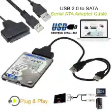 ภาพขนาดย่อของภาพหน้าปกสินค้าUSB 2.0 to SATA 7+15 Pin 22 For 2.5" HDD Hard Disk Drive With USB Power Cable จากร้าน new power2018 บน Lazada