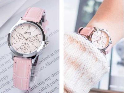 นาฬิกา CASIO รุ่น LTP-V300L-4A นาฬิกาผู้หญิง สายหนังสีชมพู สุดน่ารัก สินค้าของแท้ 100% รับประกันสินค้า 1 ปีเต็ม (ส่งฟรี เก็บเงินปลายทางได้)